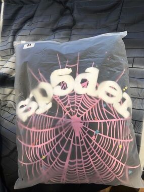 Kids Spider Web Graphic Jacket - Pink on Black